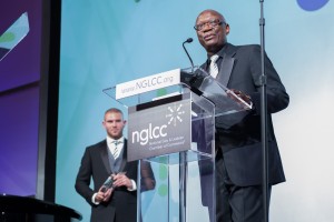 Representing the presenting sponsor, IBM's Michael Robinson helped to introduce Timothy Janes from Capital One the NGLCC's Corporation of the Year