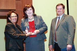 Christine Bland, Lockheed Martin, center, was recognized as the 2014 LGBT Engineer of the Year.