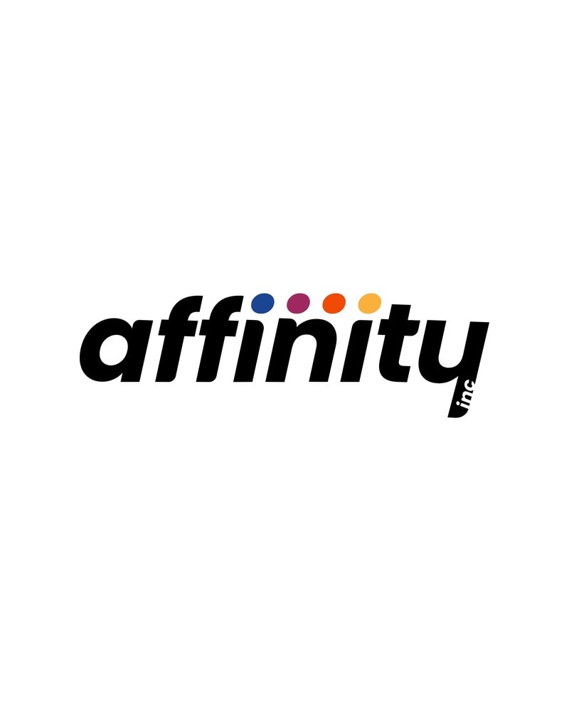 The Affinity Inc wordmark, its four coloured dots forming the dots of the letters i, n and i.