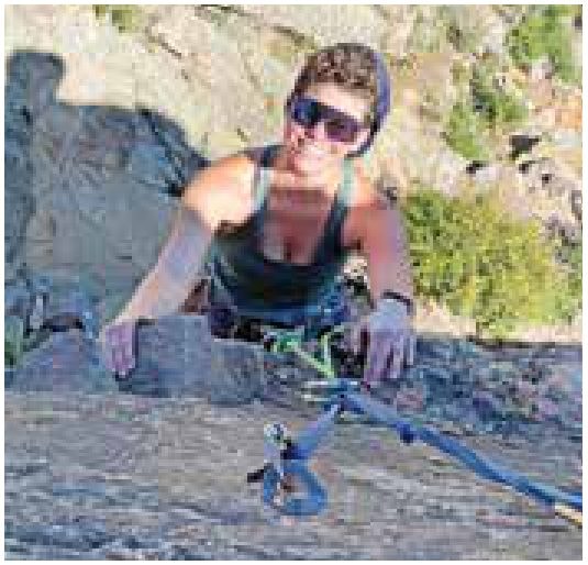 Paige Wiese rock climbing.